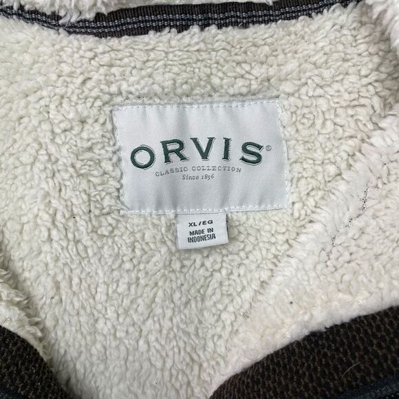 ORVIS Men’s 1/4 Zip Sherpa-Lined Pullover Sweater XL Brown - Picture 6 of 6